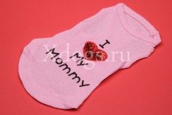 Майка "I Love Mommy" розовая с пайетками