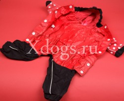 Дождевик Dog черно-красный с закрытым животом для девочек