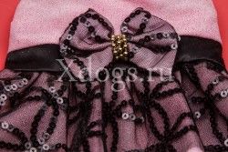 Платье розово-черное блестящее